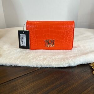 NWT BADGLEY MISCHKA Orange Crocodile-Embossed Women's Bag